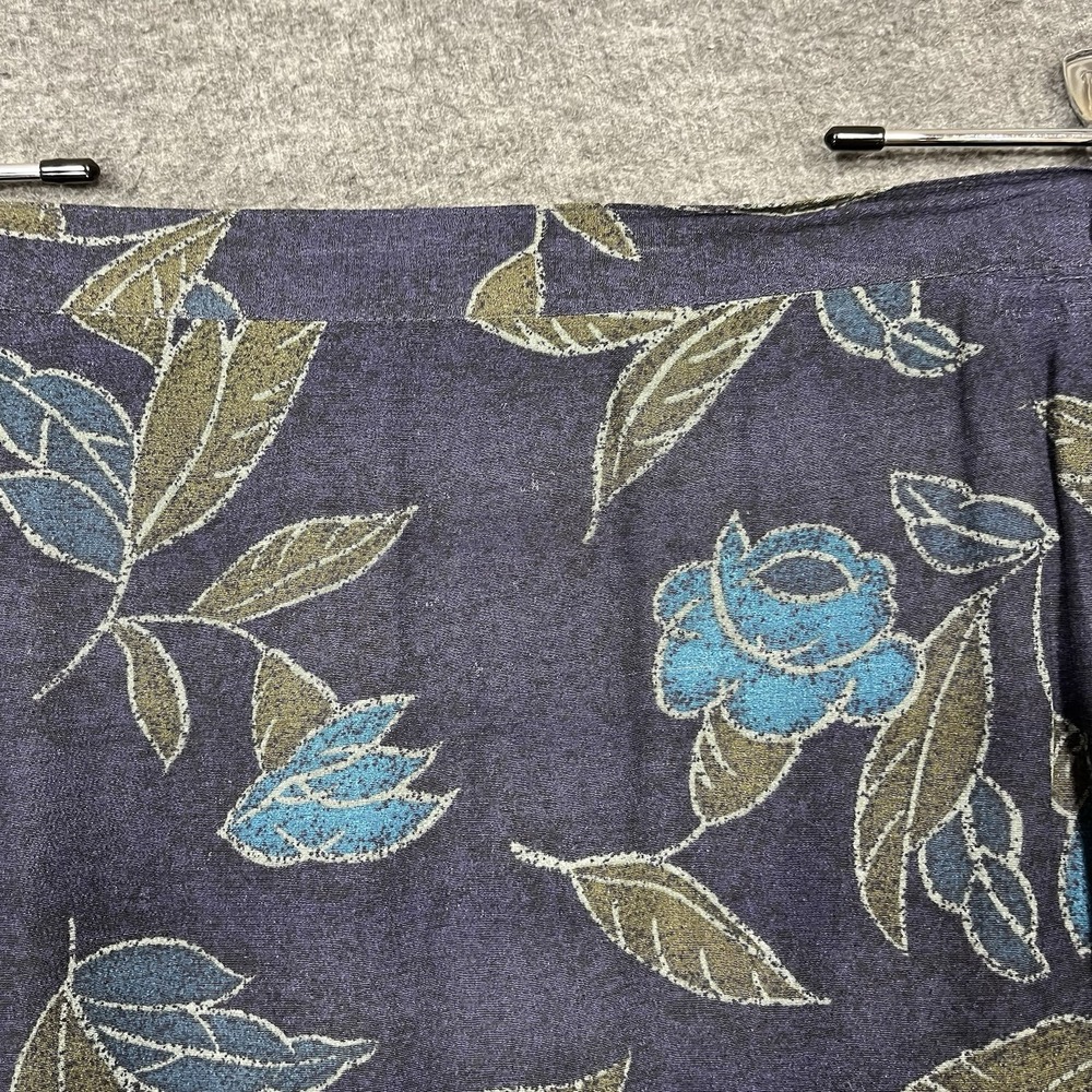 Vintage Rena Rowan Maxi Skirt 14W Blue Floral Straight Lined Slit Modest 90s - Picture 5 of 16